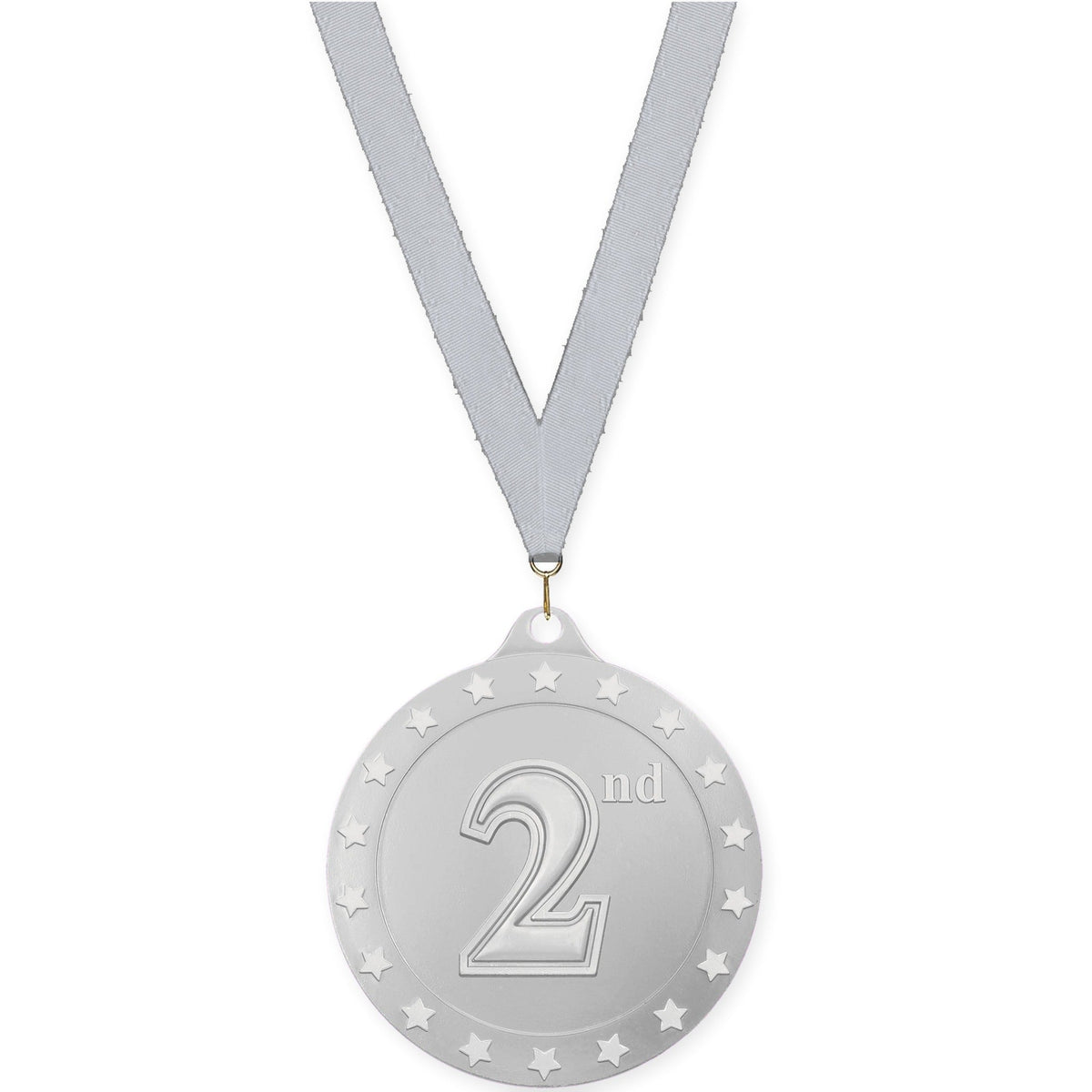 2 3/4 inch Place Radiance medal in silver - 2nd place with Silver Metallic neck ribbon