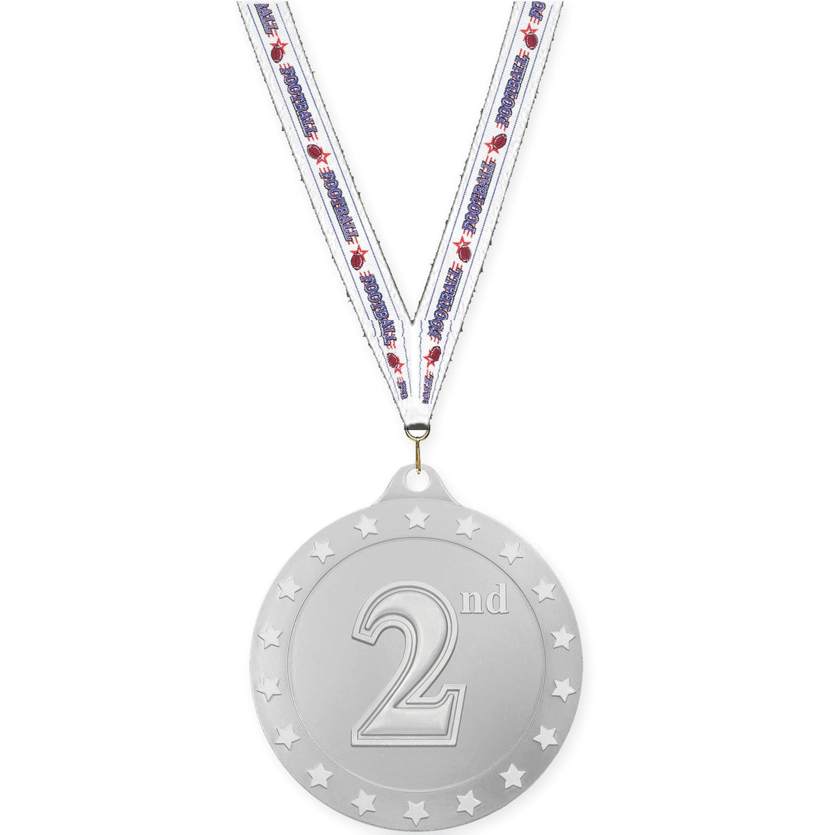 2 3/4 inch Place Radiance medal in silver - 2nd place with Football neck ribbon