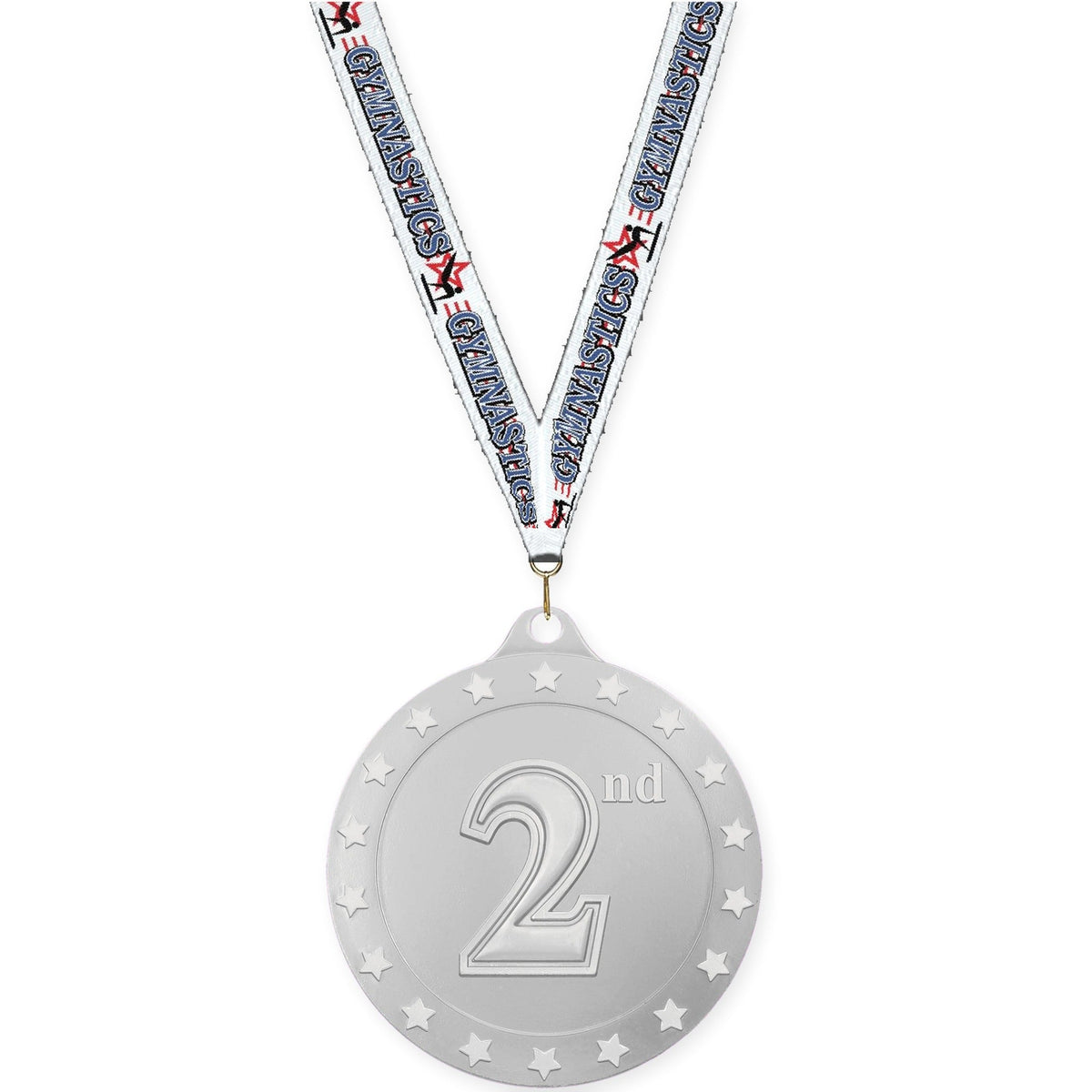 2 3/4 inch Place Radiance medal in silver - 2nd place with Gymnastics neck ribbon