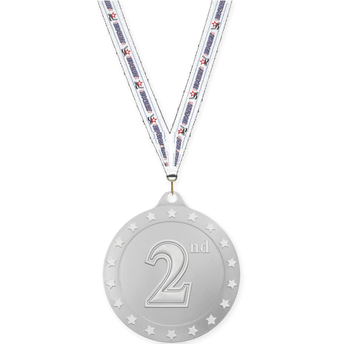 2 3/4 inch Place Radiance medal in silver - 2nd place with Hockey neck ribbon