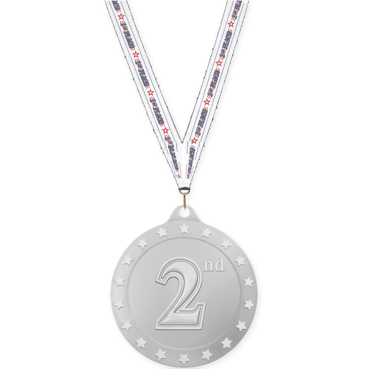 2 3/4 inch Place Radiance medal in silver - 2nd place with 1st Place neck ribbon