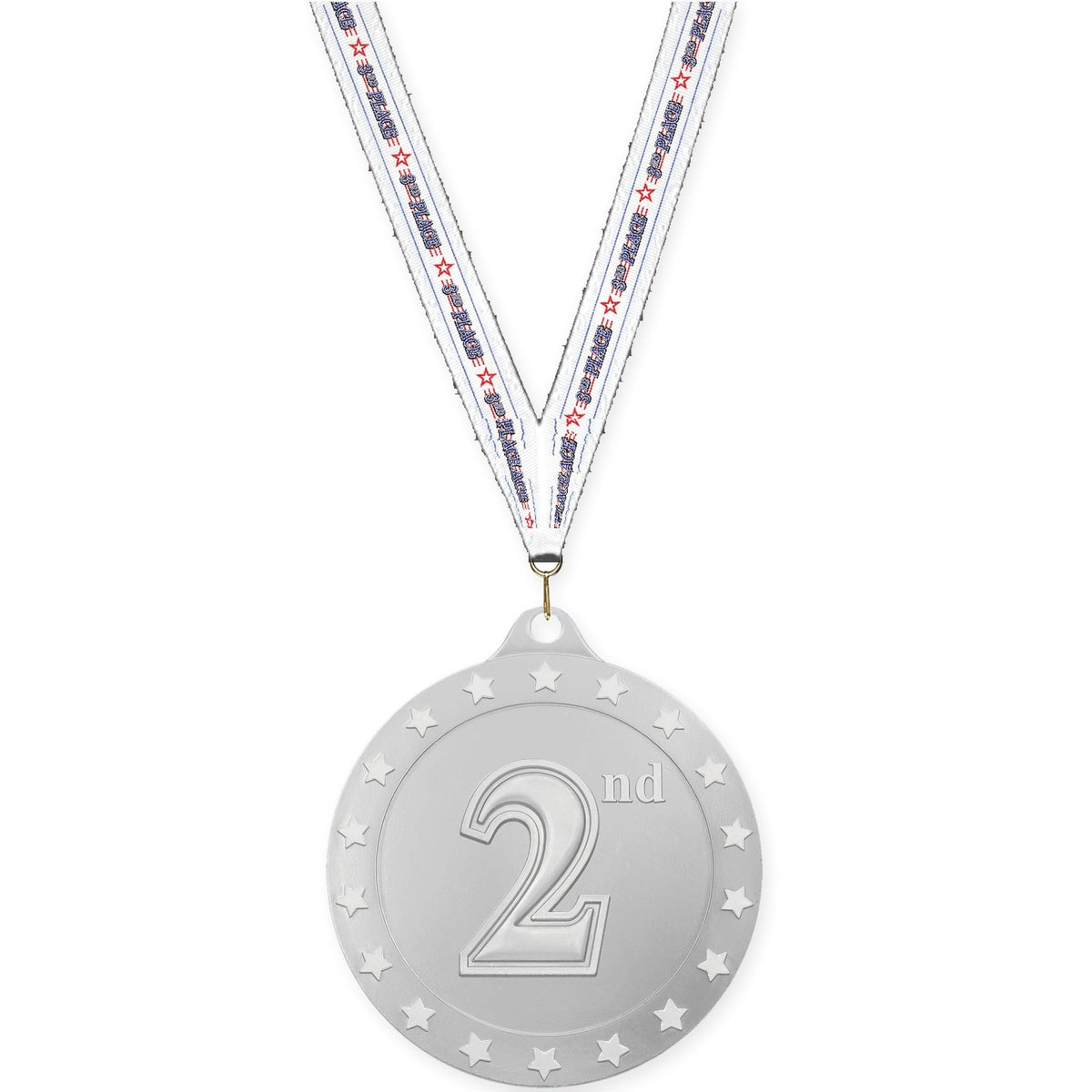 2 3/4 inch Place Radiance medal in silver - 2nd place with 3rd Place neck ribbon