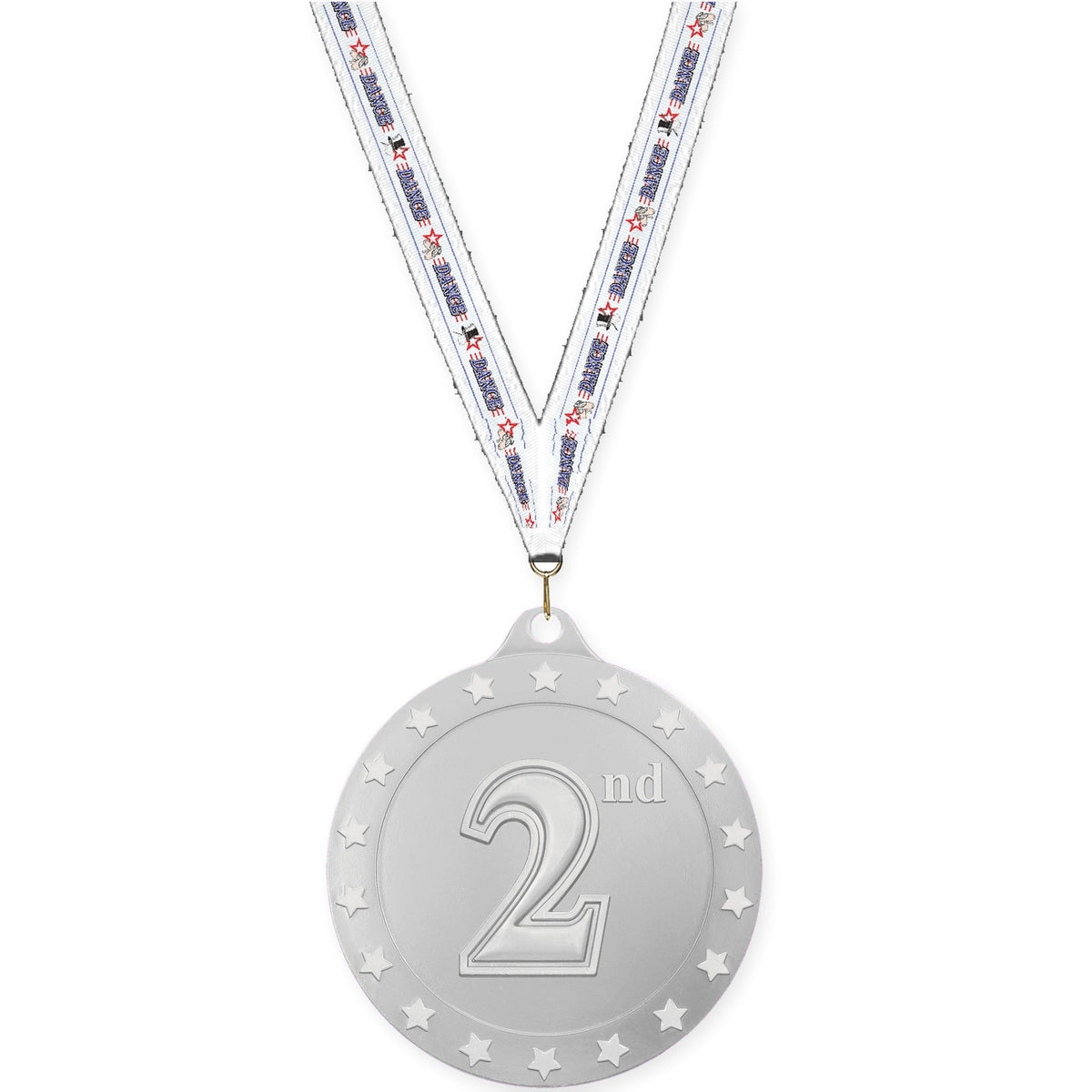 2 3/4 inch Place Radiance medal in silver - 2nd place with Dance neck ribbon