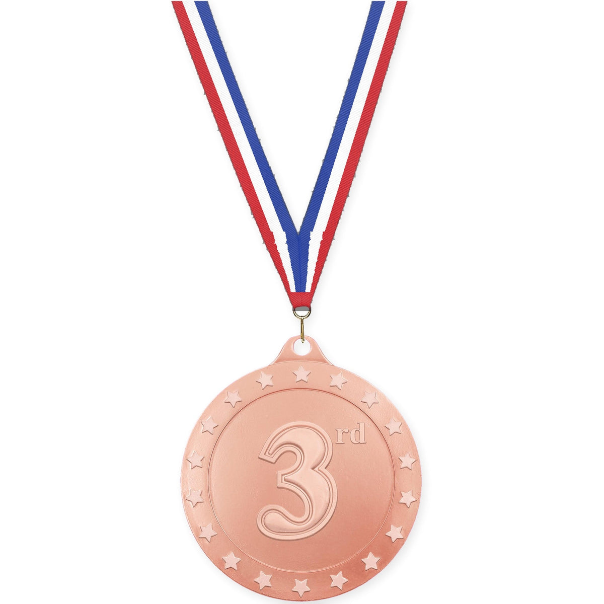 2 3/4 inch Place Radiance medal in bronze - 3rd place with Red White Blue neck ribbon