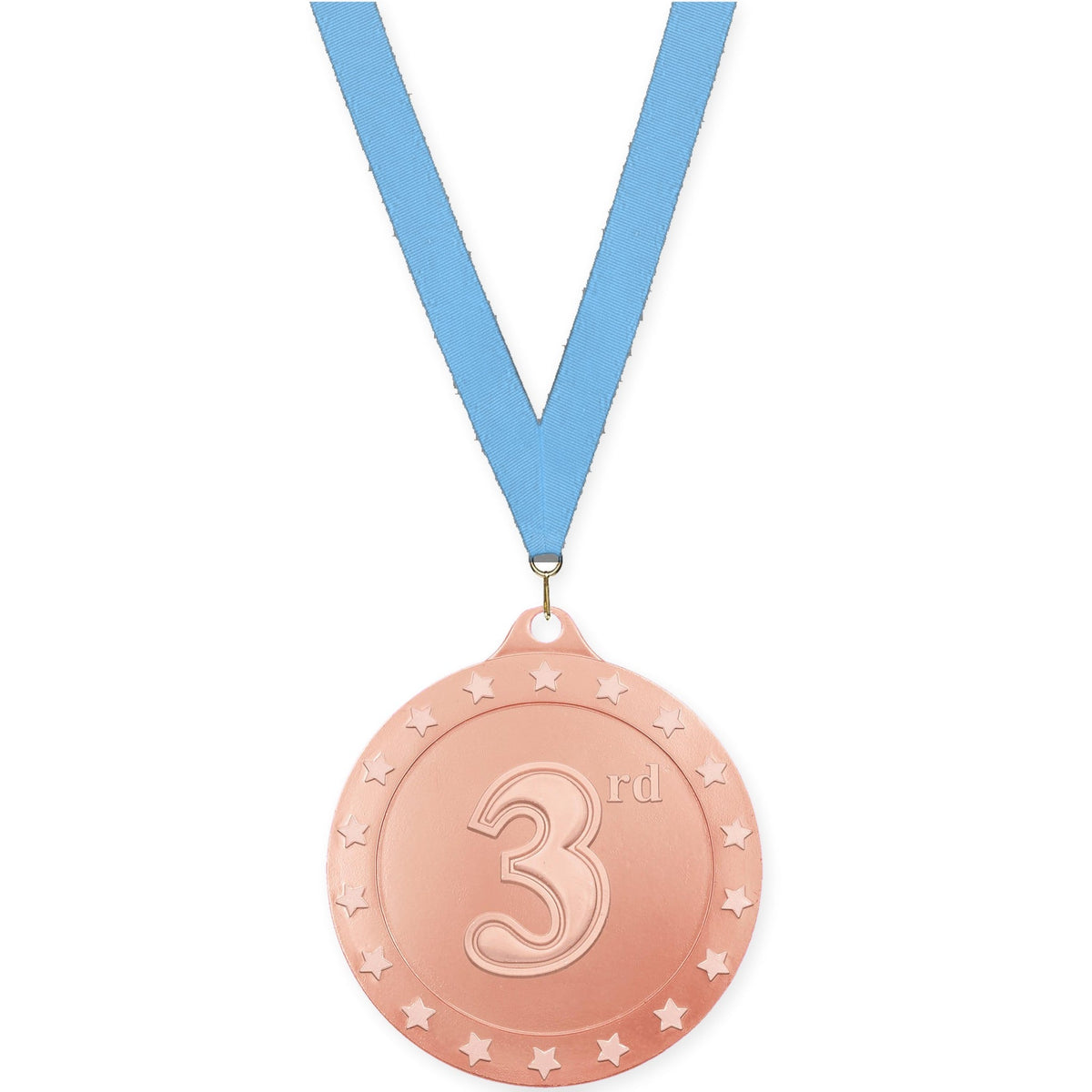 2 3/4 inch Place Radiance medal in bronze - 3rd place with Light Blue neck ribbon