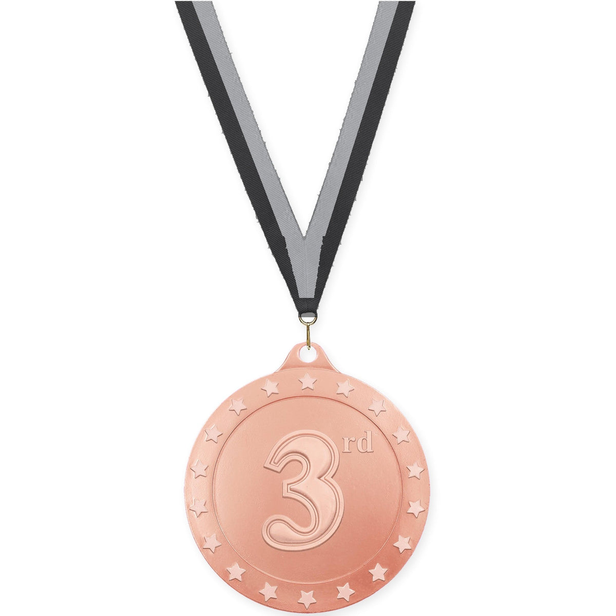 2 3/4 inch Place Radiance medal in bronze - 3rd place with Black Gray neck ribbon