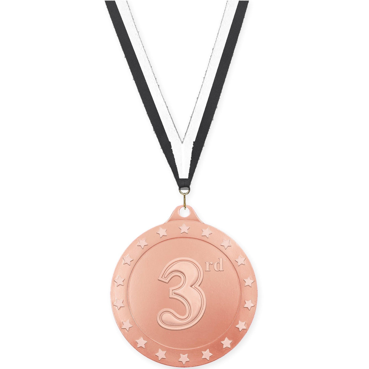 2 3/4 inch Place Radiance medal in bronze - 3rd place with Black White neck ribbon
