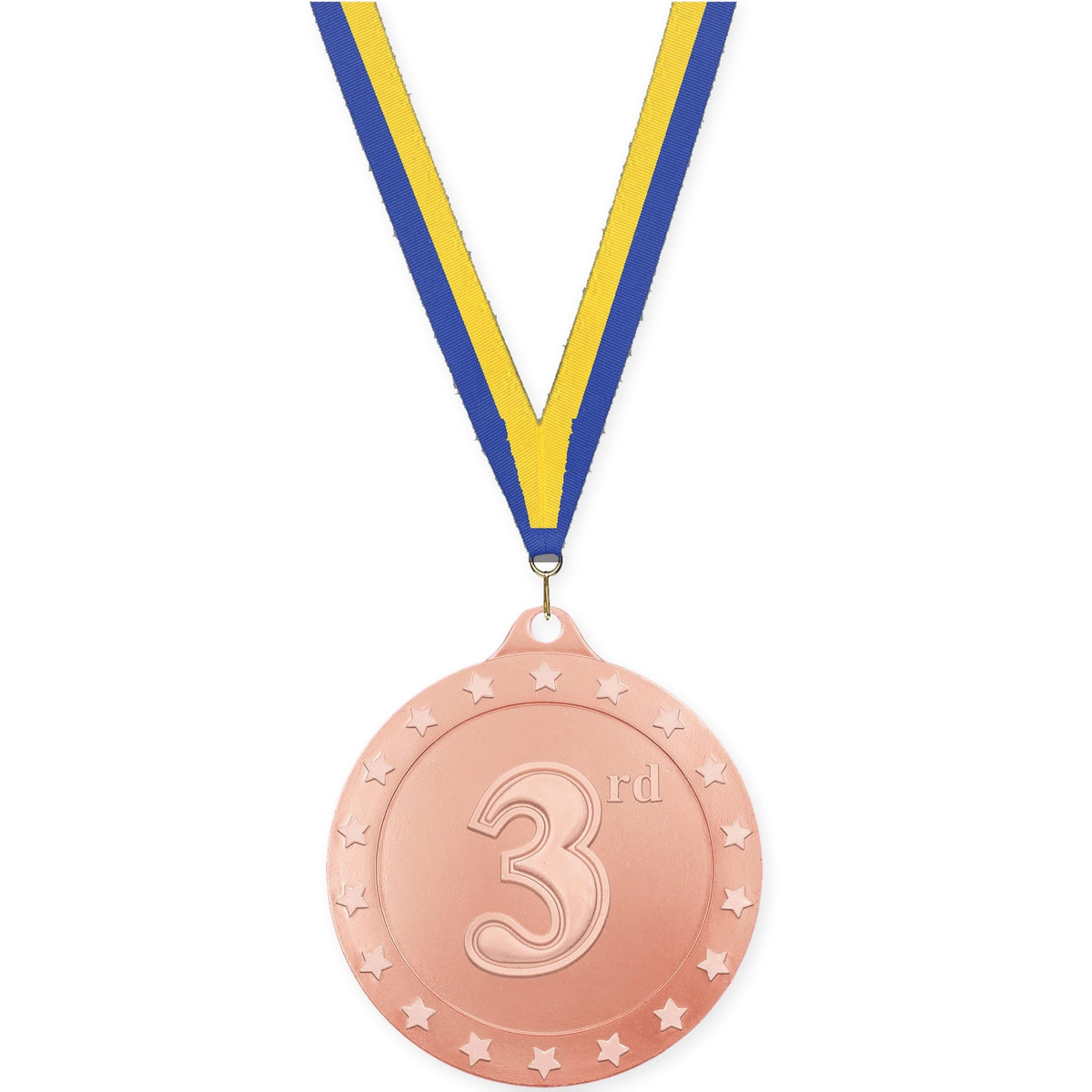 2 3/4 inch Place Radiance medal in bronze - 3rd place with Blue Yellow neck ribbon