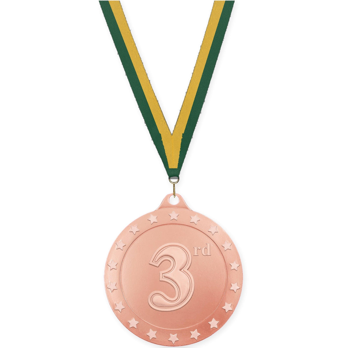 2 3/4 inch Place Radiance medal in bronze - 3rd place with Hunter Green Gold neck ribbon