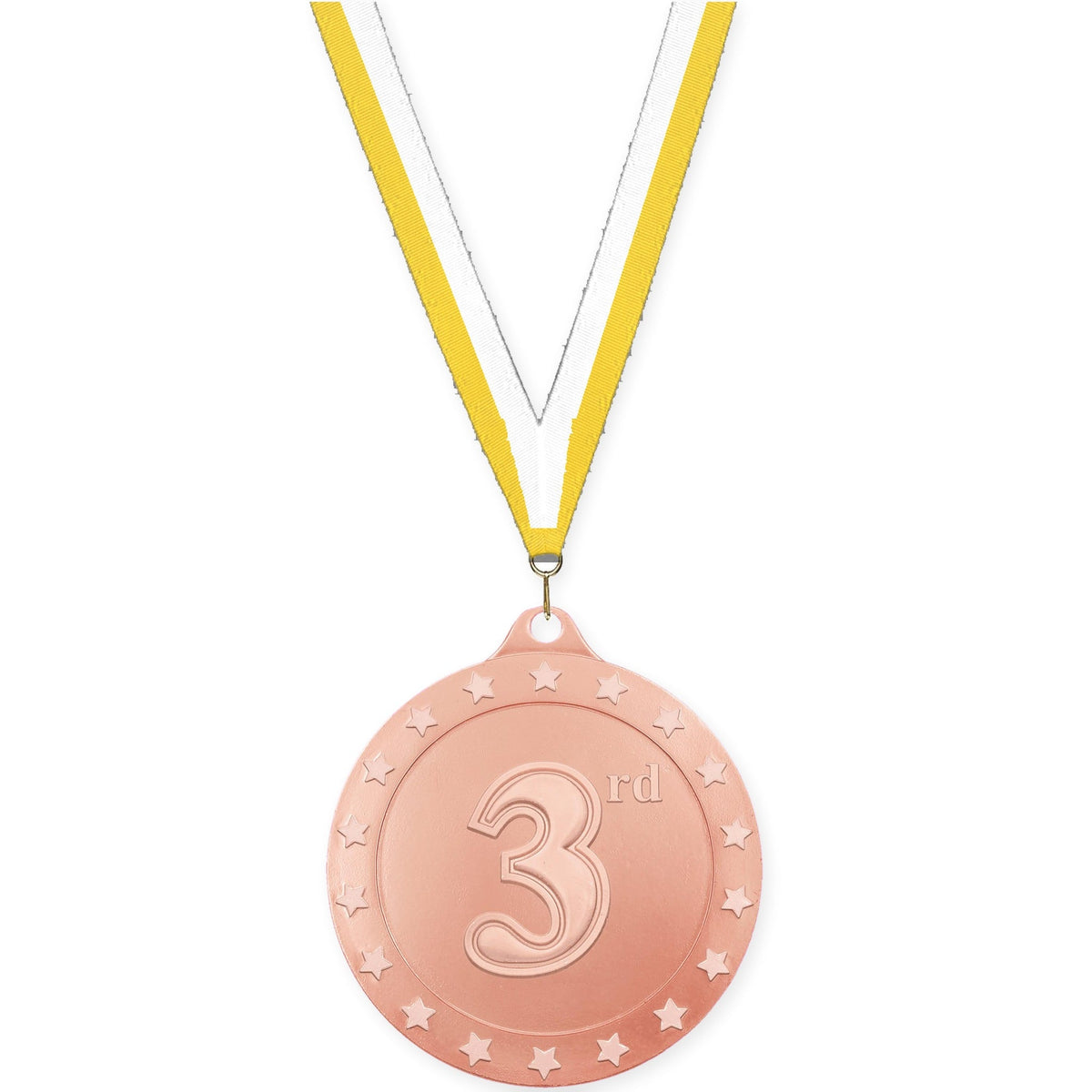 2 3/4 inch Place Radiance medal in bronze - 3rd place with Yellow White neck ribbon