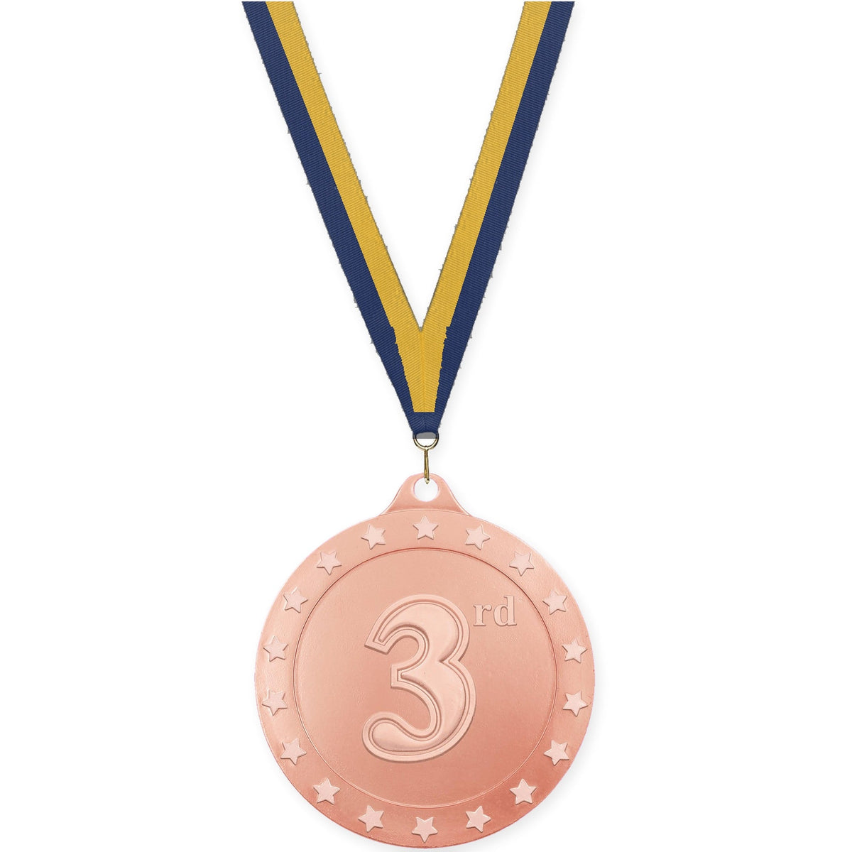 2 3/4 inch Place Radiance medal in bronze - 3rd place with Navy Gold neck ribbon