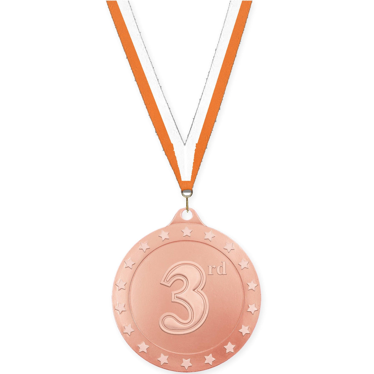 2 3/4 inch Place Radiance medal in bronze - 3rd place with Orange White neck ribbon