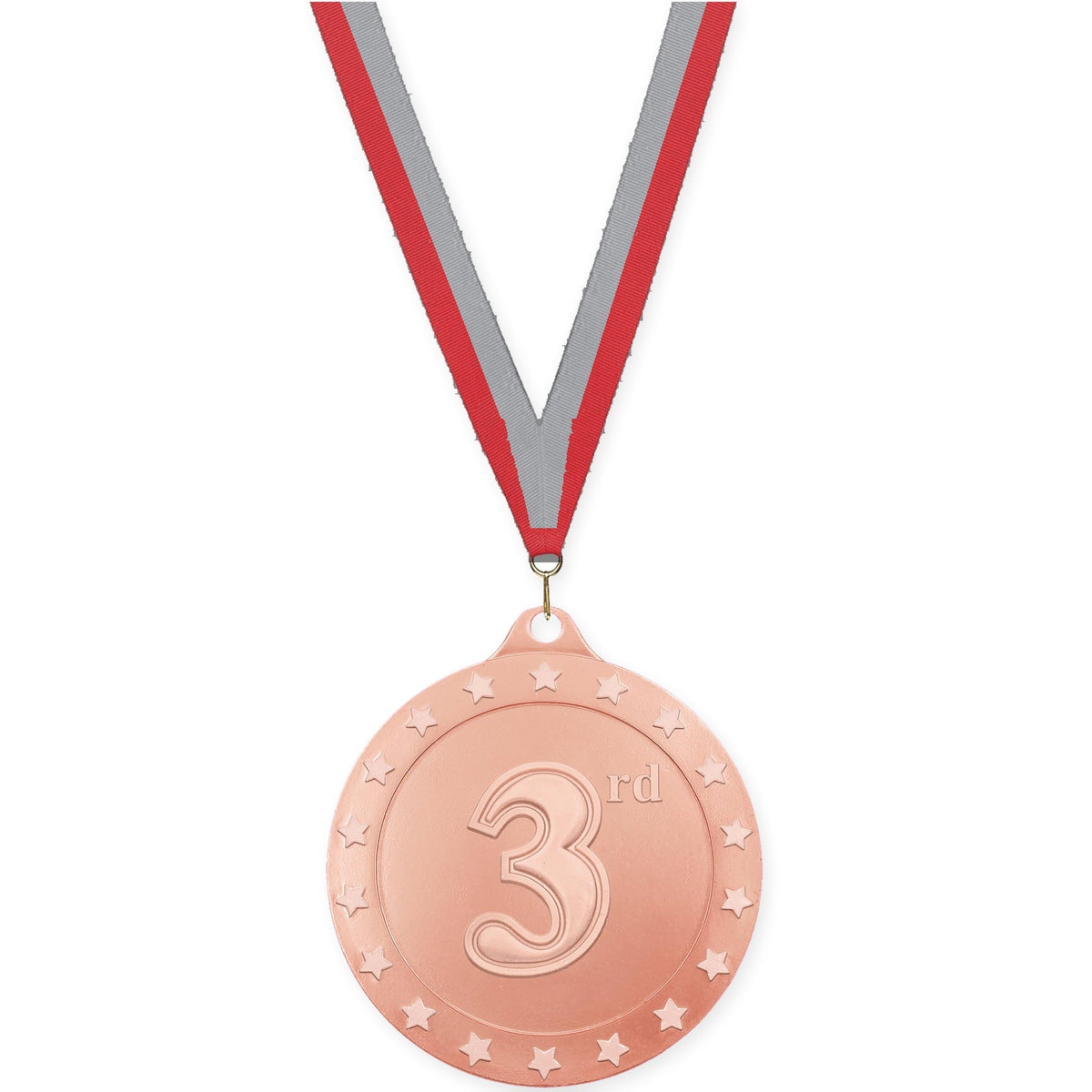 2 3/4 inch Place Radiance medal in bronze - 3rd place with Red Gray neck ribbon
