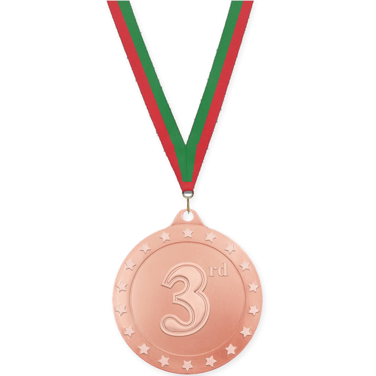 2 3/4 inch Place Radiance medal in bronze - 3rd place with Red Green neck ribbon