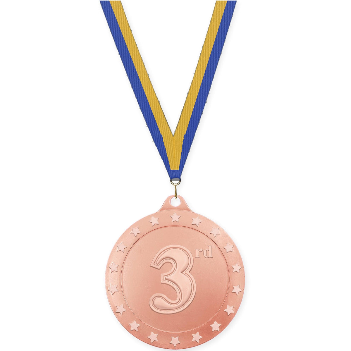 2 3/4 inch Place Radiance medal in bronze - 3rd place with Blue Gold neck ribbon