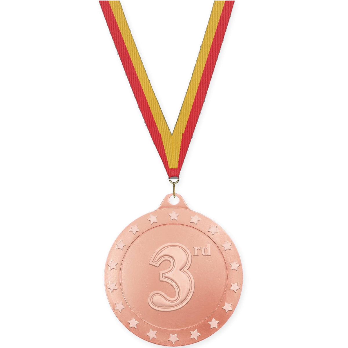 2 3/4 inch Place Radiance medal in bronze - 3rd place with Red Gold neck ribbon