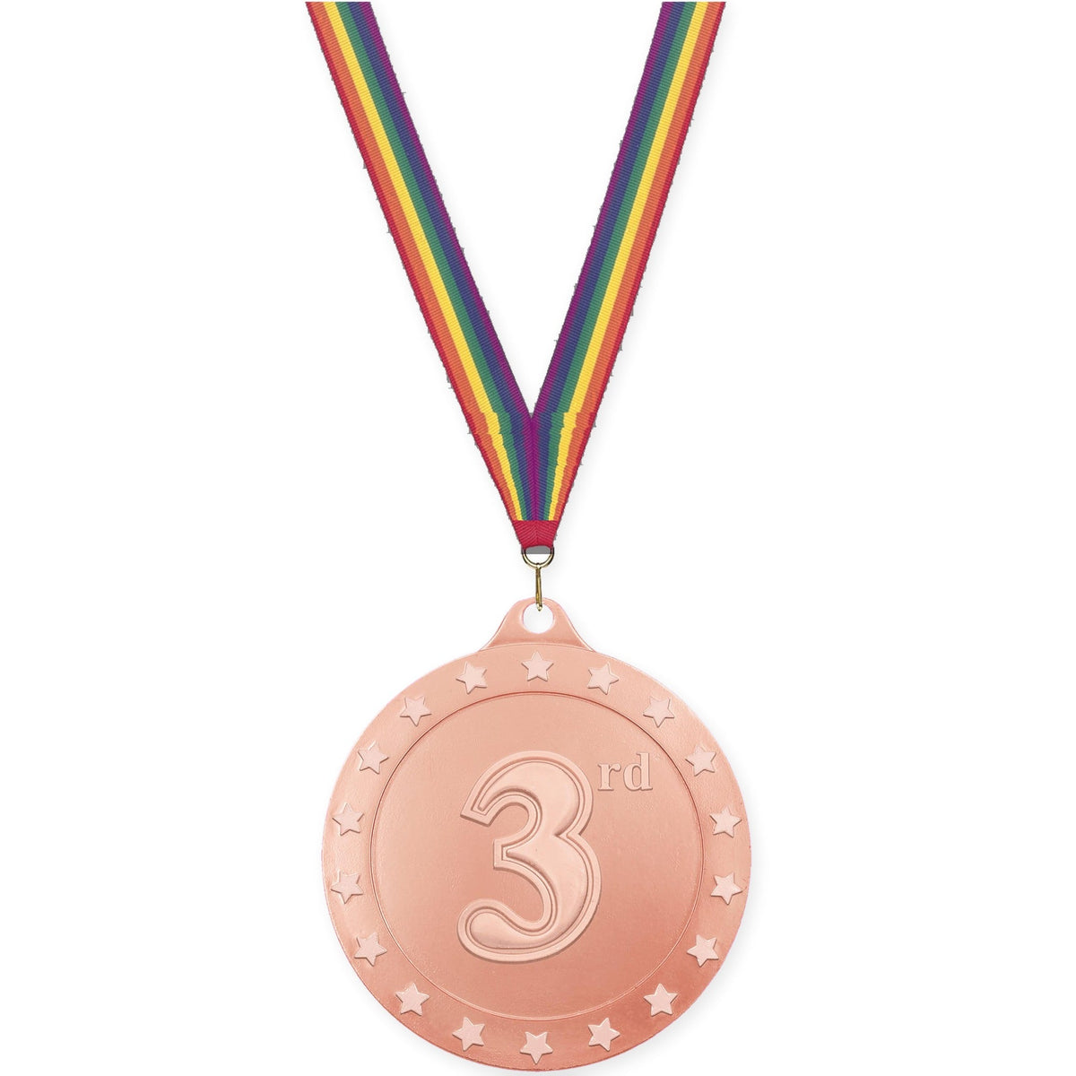 2 3/4 inch Place Radiance medal in bronze - 3rd place with Rainbow neck ribbon