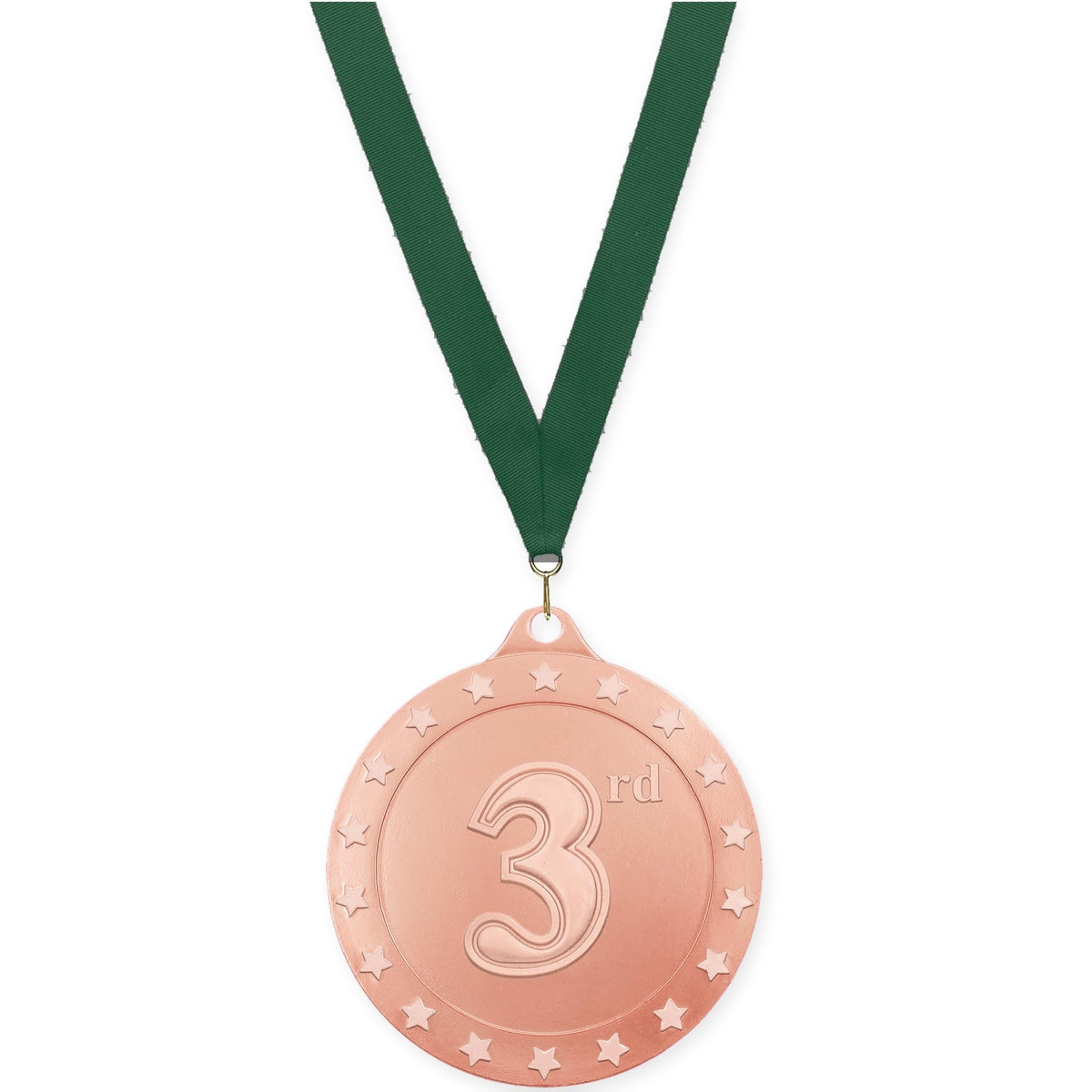 2 3/4 inch Place Radiance medal in bronze - 3rd place with Hunter Green neck ribbon