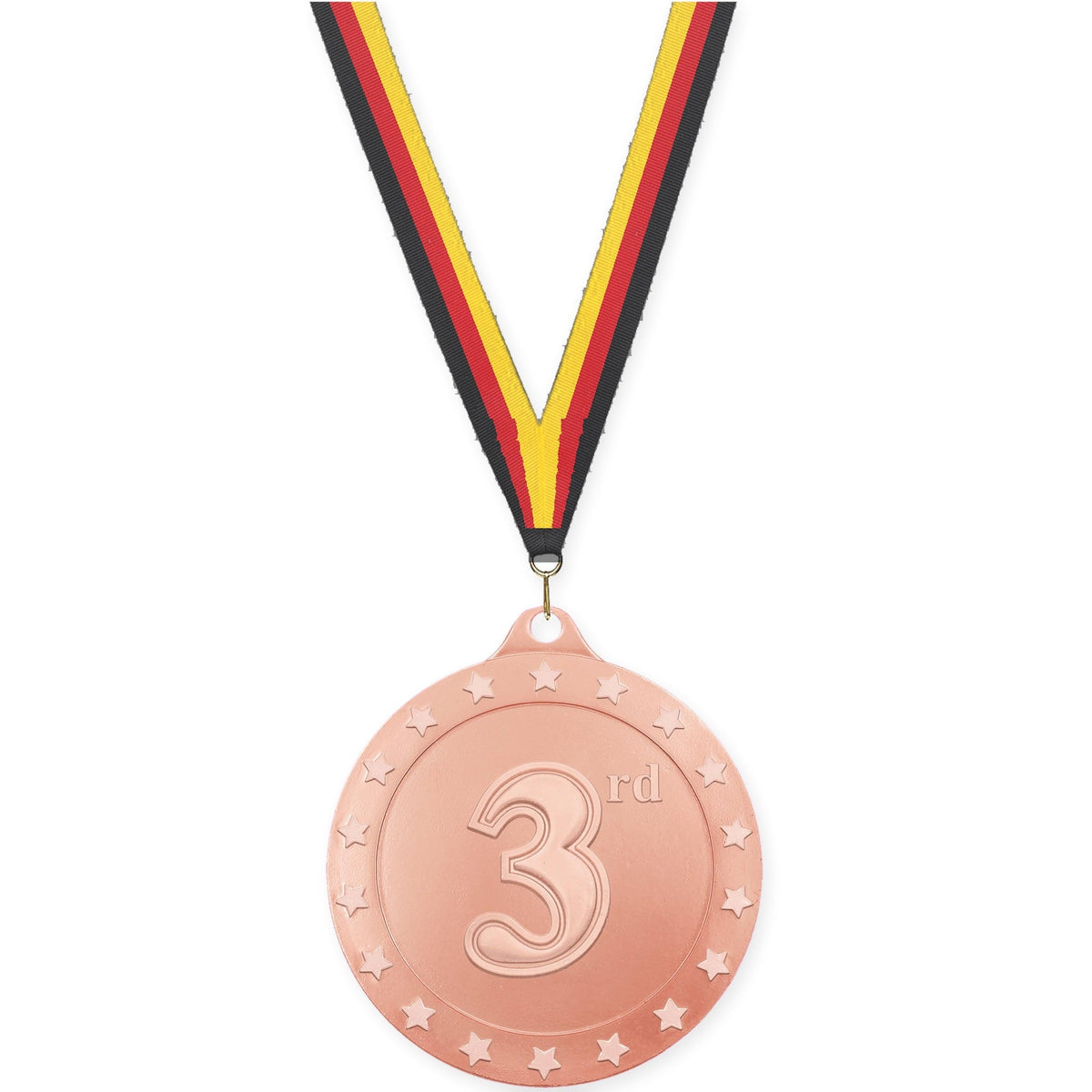 2 3/4 inch Place Radiance medal in bronze - 3rd place with Black Red Yellow neck ribbon