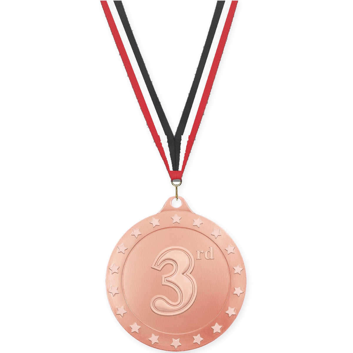 2 3/4 inch Place Radiance medal in bronze - 3rd place with Red White Black neck ribbon