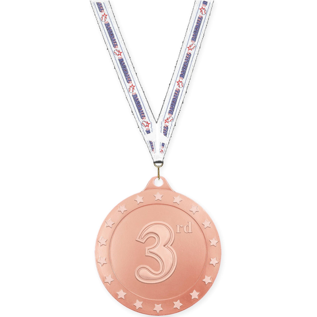 2 3/4 inch Place Radiance medal in bronze - 3rd place with Baseball neck ribbon