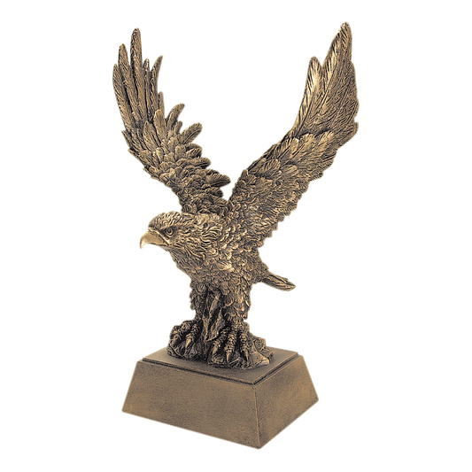 Bright gold-finish spread-wing eagle award, 8 inch size