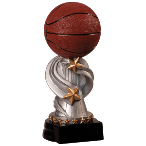Basketball Encore resin trophy with a polished modern design and gold basketball