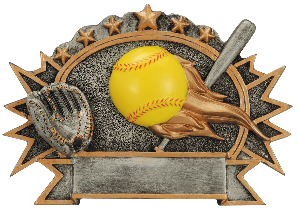 Softball Sports Plate Award with engraving plate, Townline Trophy & Design