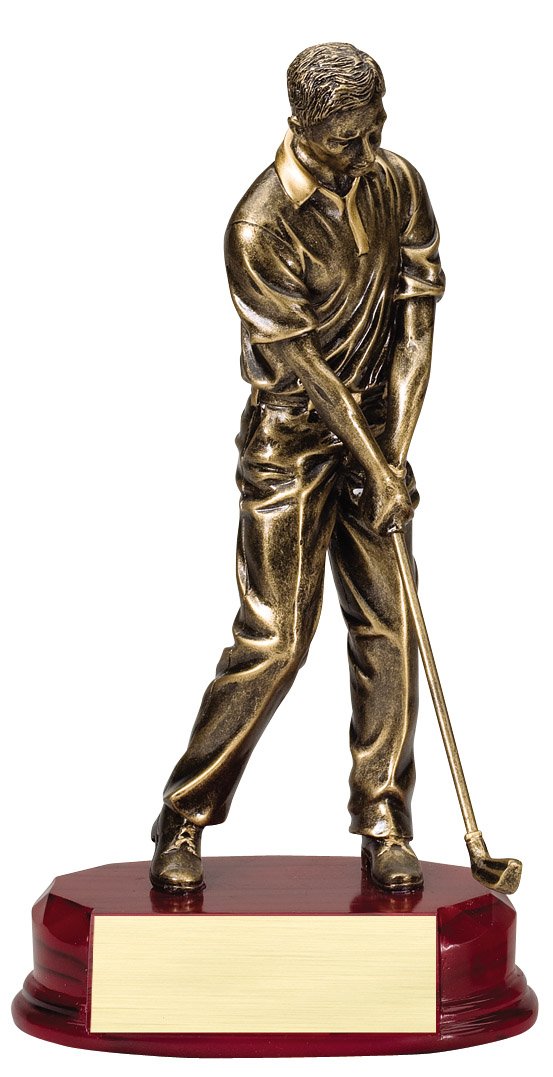 Bronze-finish golfer playing a chip shot, 9¾" size