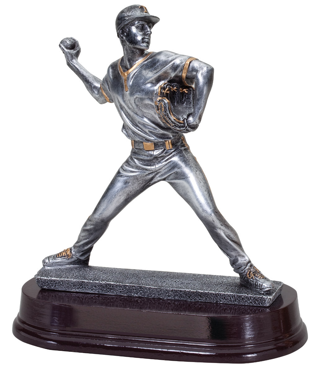 Silver Baseball Pitcher Award with engraving plate, Townline Trophy & Design