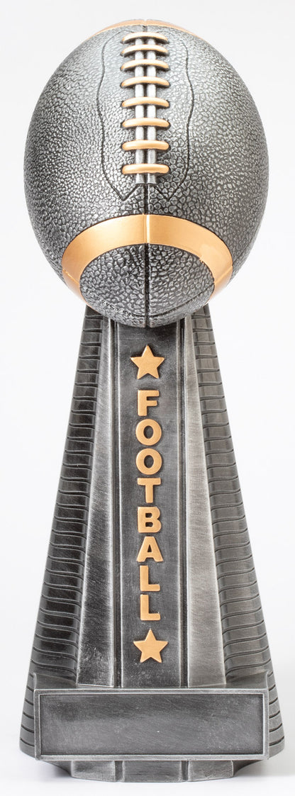 Antique Silver Football Tower Trophy, 18 inch