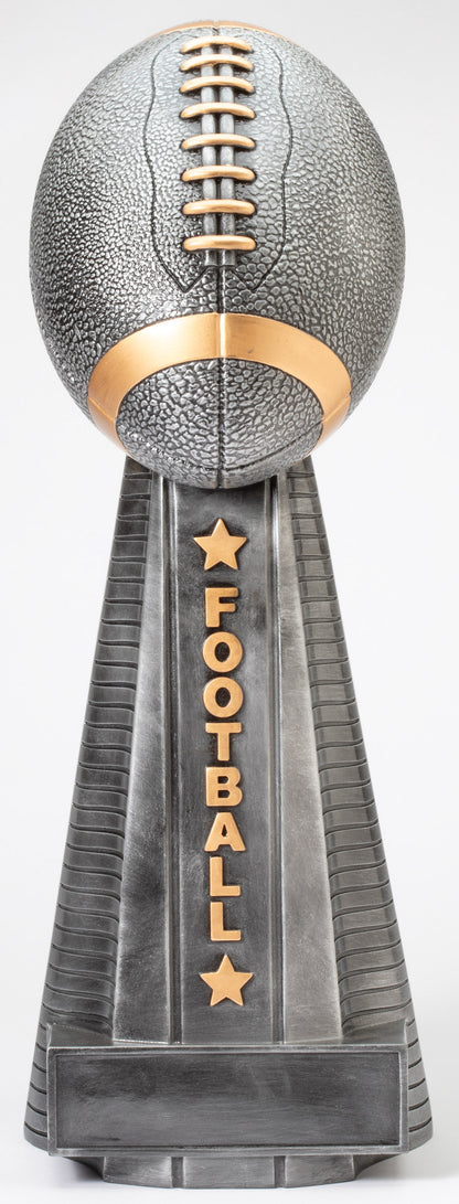 Antique Silver Football Tower Trophy, 20 inch