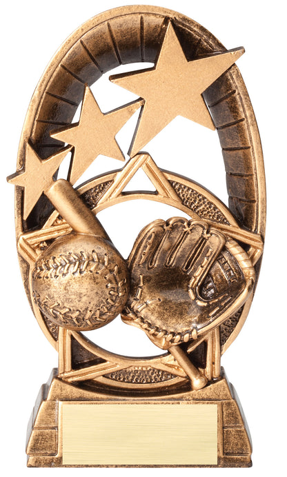 Radiant Stars Baseball Award – 5½ in. with engraving plate, Townline Trophy & Design