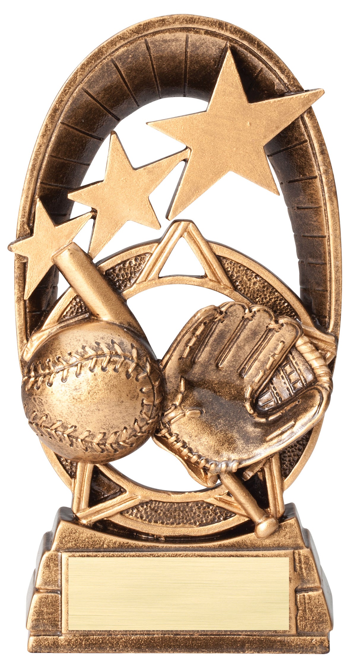Radiant Stars Baseball Award – 6½ in. with engraving plate, Townline Trophy & Design