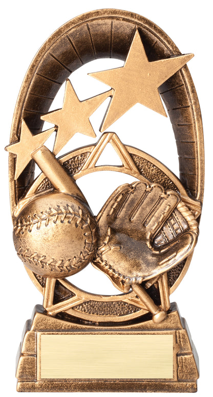 Radiant Stars Baseball Award – 6½ in. with engraving plate, Townline Trophy & Design