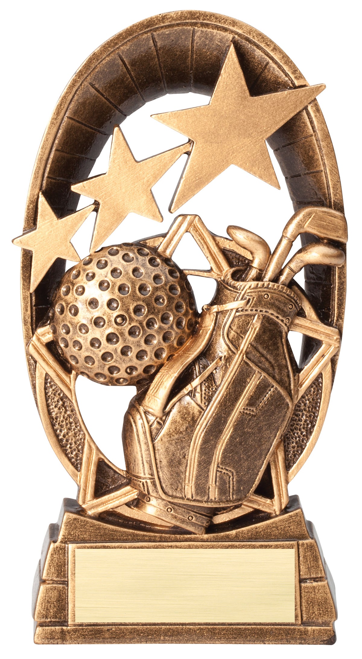 Resin golf figure inside a radiating star