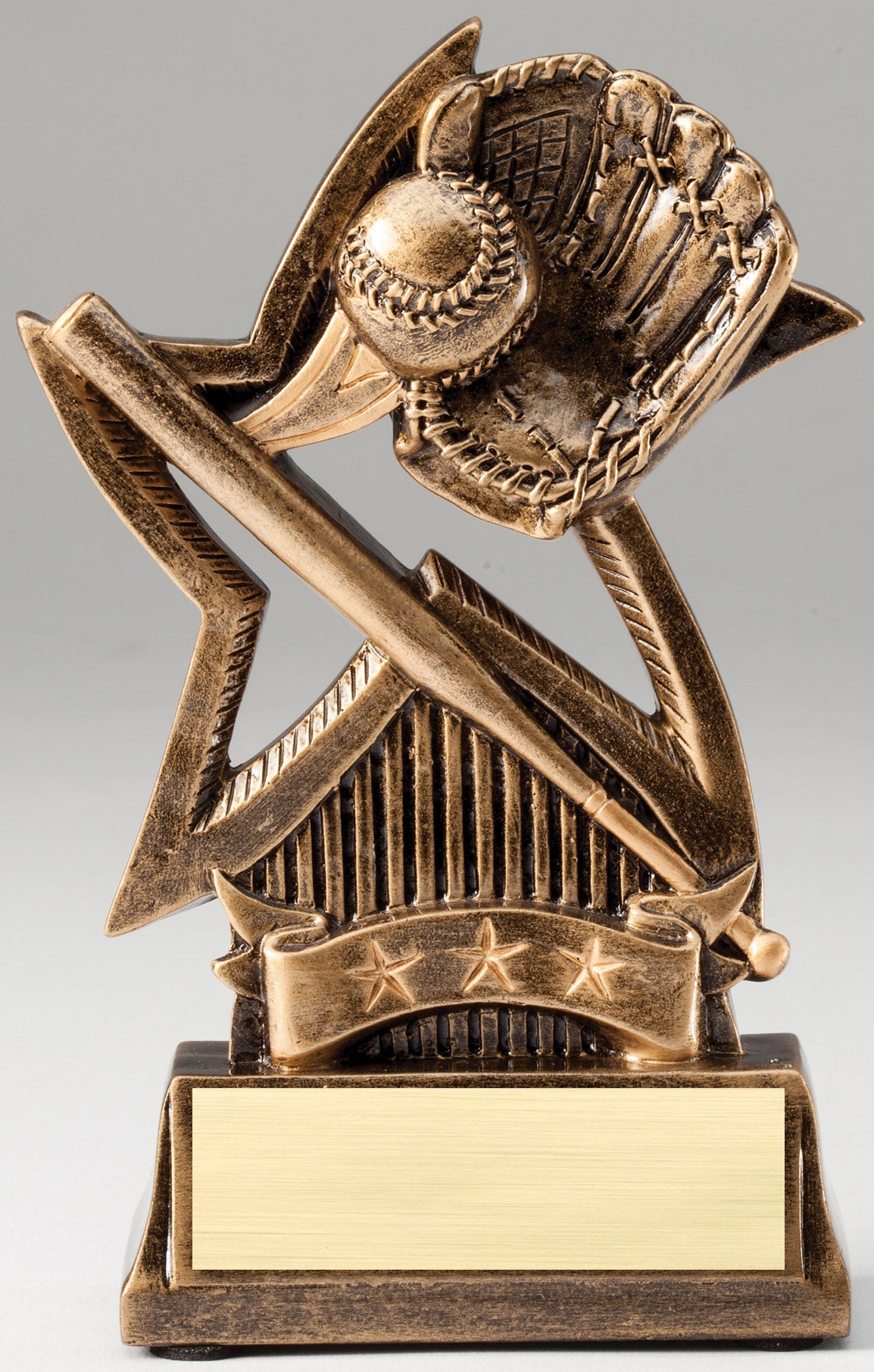 Star Series Baseball Award with engraving plate, Townline Trophy & Design