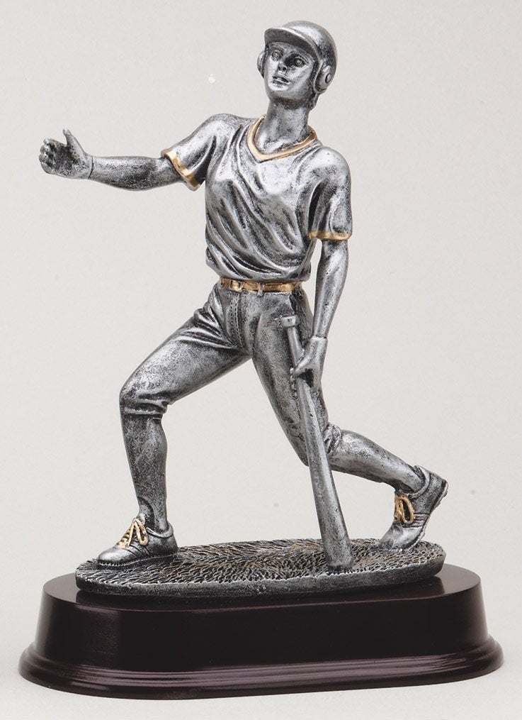 Silver Softball Bat Down Award - Female with engraving plate, Townline Trophy & Design