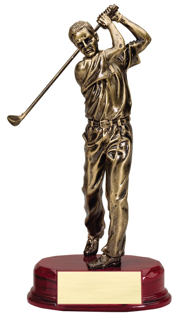 Bronze-finish golfer swinging a driver, 9¾" size