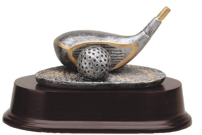 Small silver resin golf club with gold trim – Driver