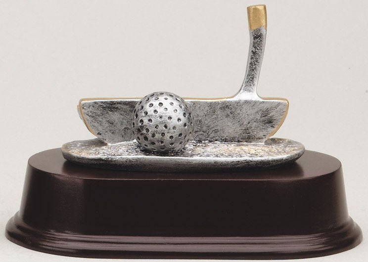 Small silver resin golf club with gold trim – Putter