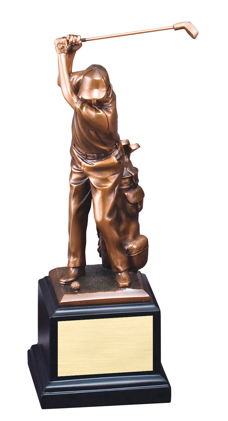 Electroplated male golfer with a driver