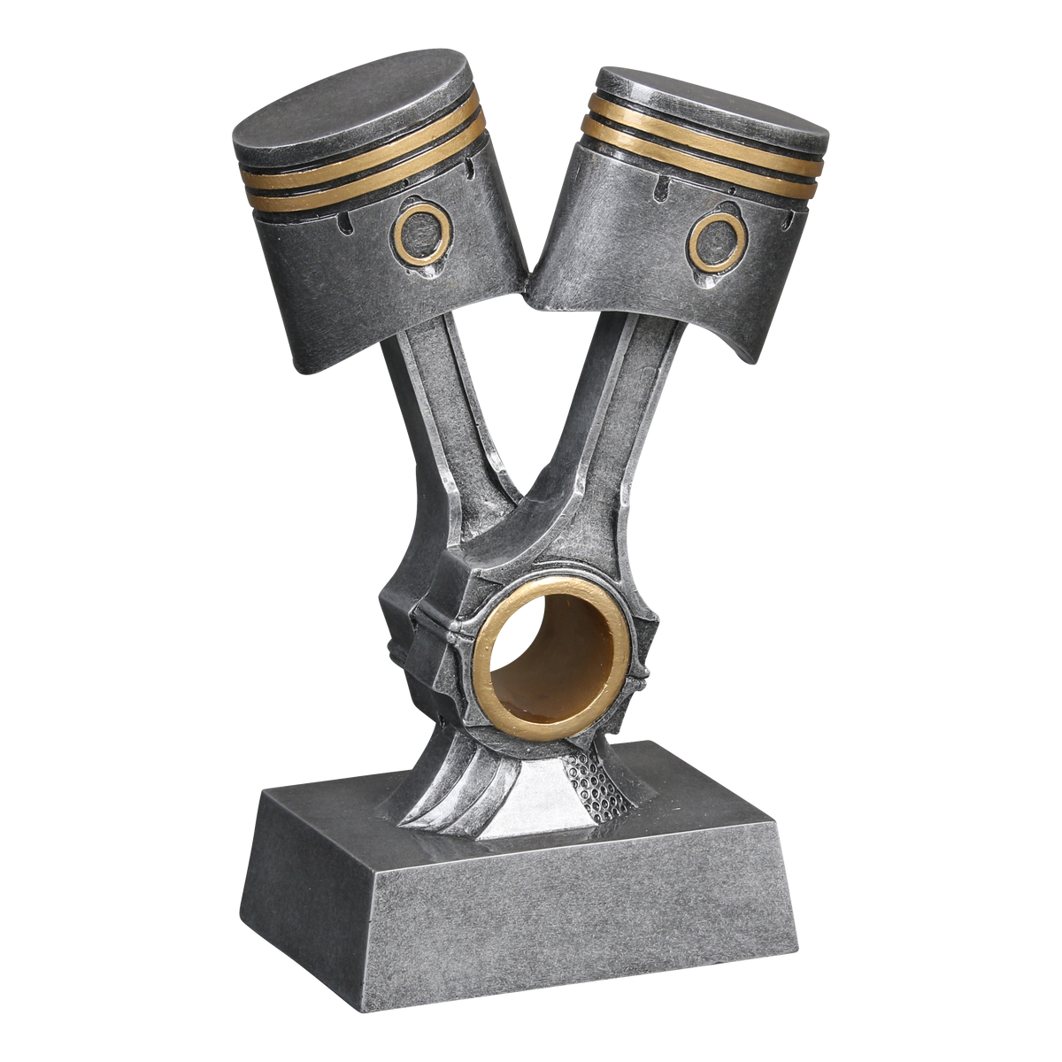 Double piston trophy shown from the right
