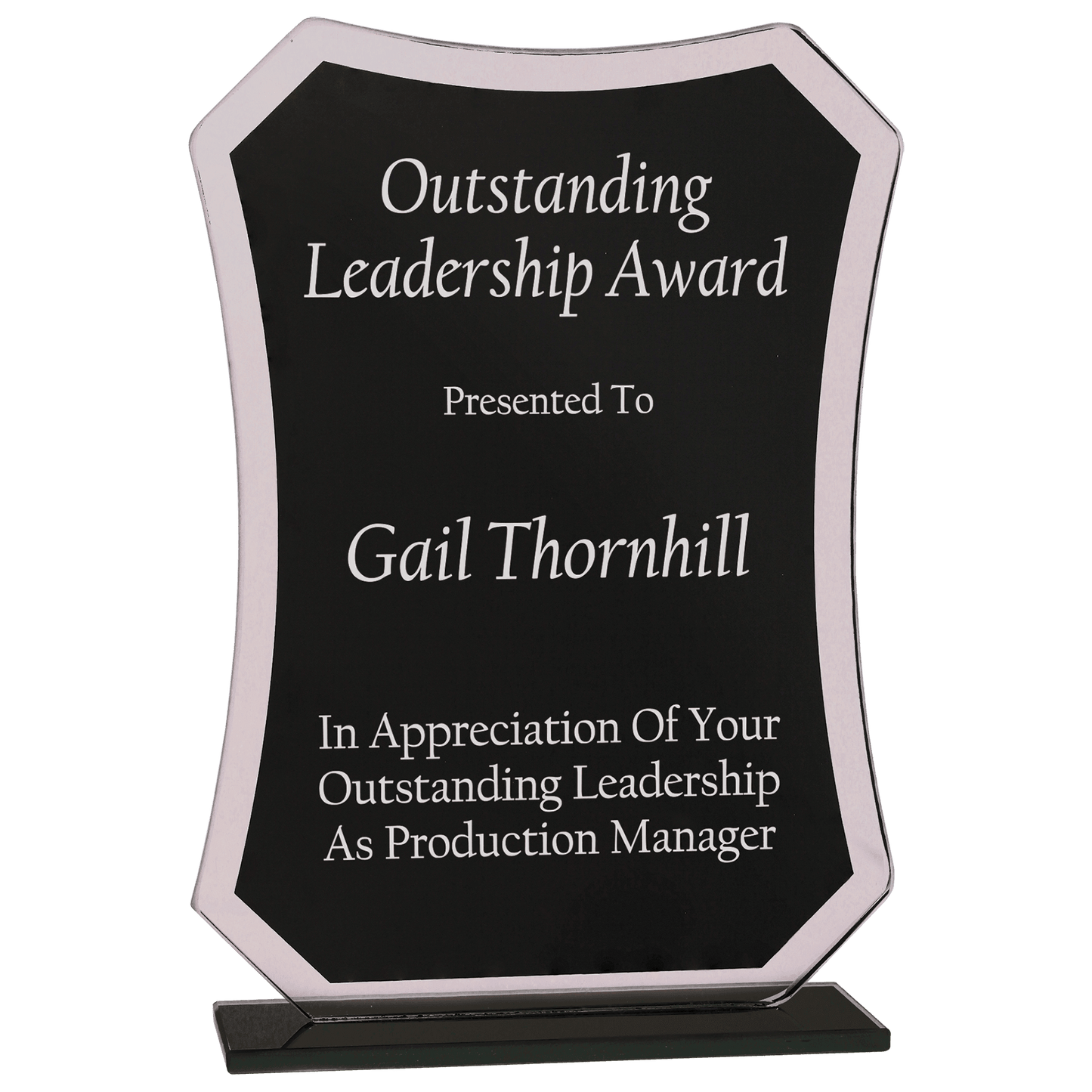 6 1/2" Black Rectangle Reflection Glass Award