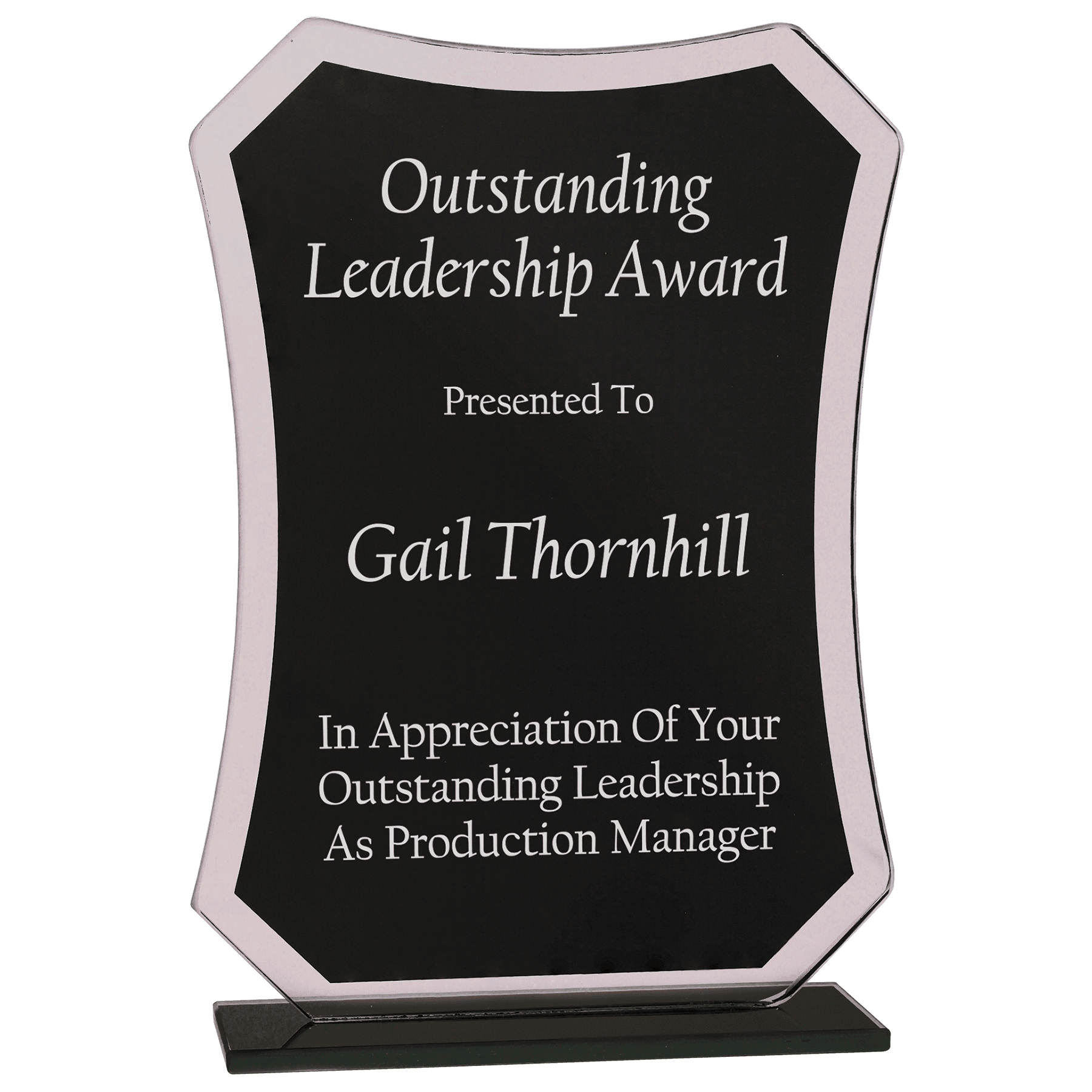 6 1/2" Black Rectangle Reflection Glass Award
