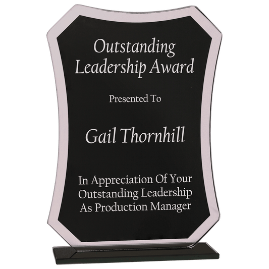 6 1/2" Black Rectangle Reflection Glass Award