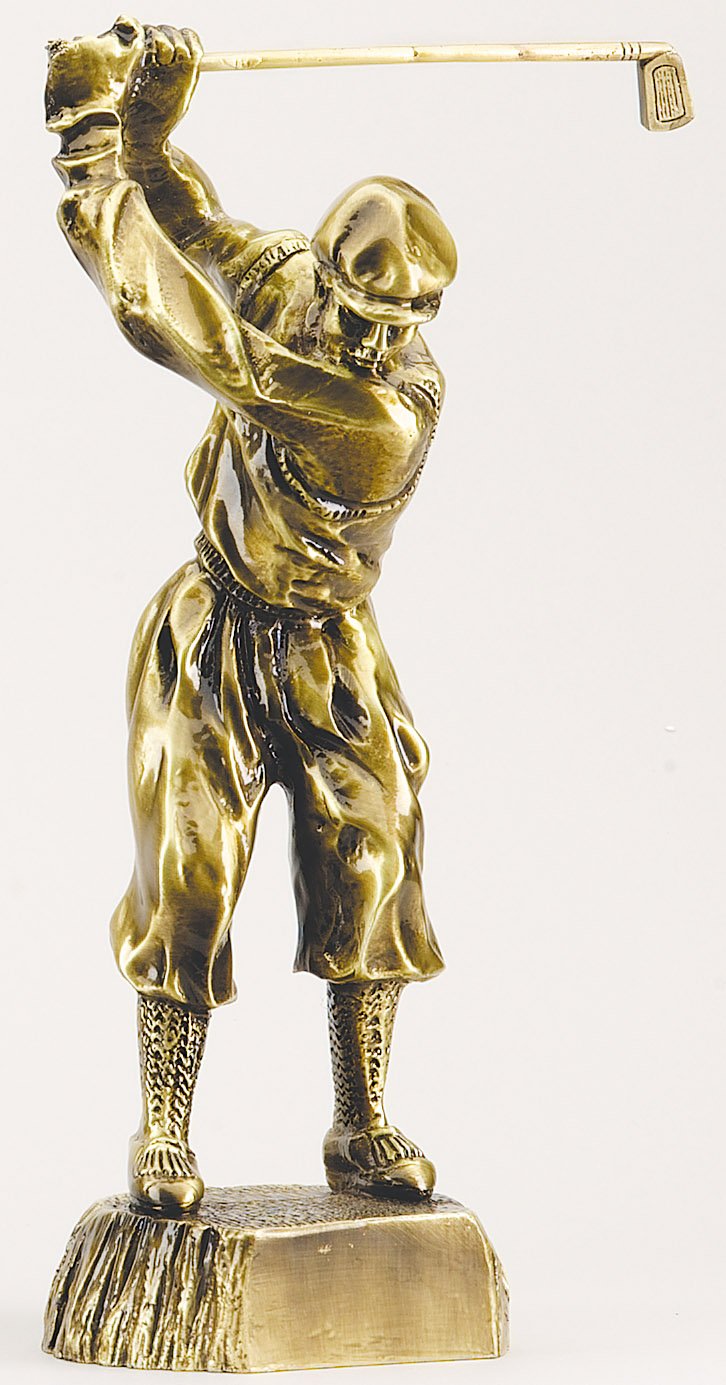 Gold classic golfer trophy figure, 12½" size