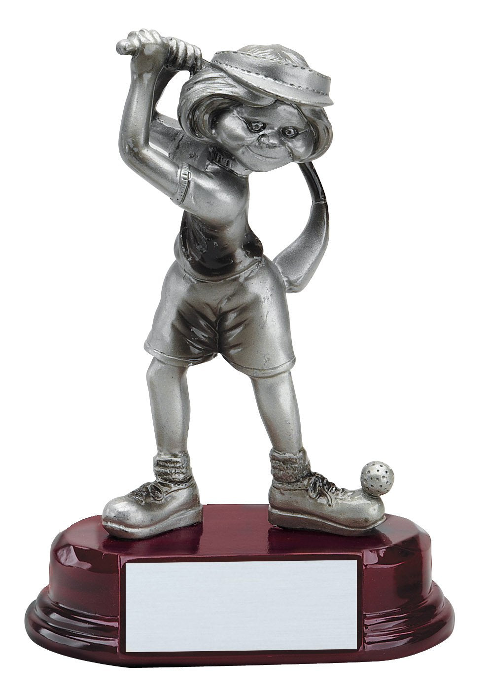 Funny cartoon golfer resin trophy – Female