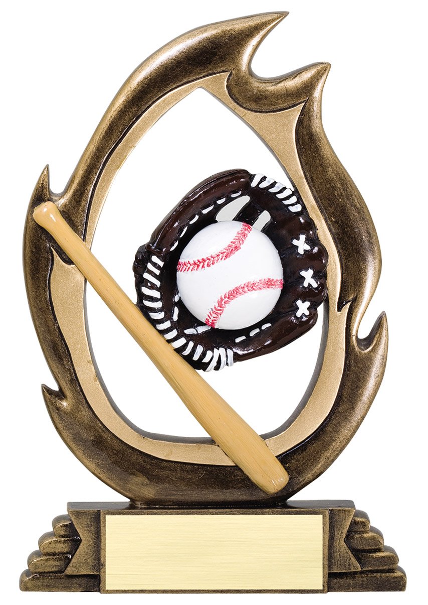 Flame Baseball Award with engraving plate, Townline Trophy & Design
