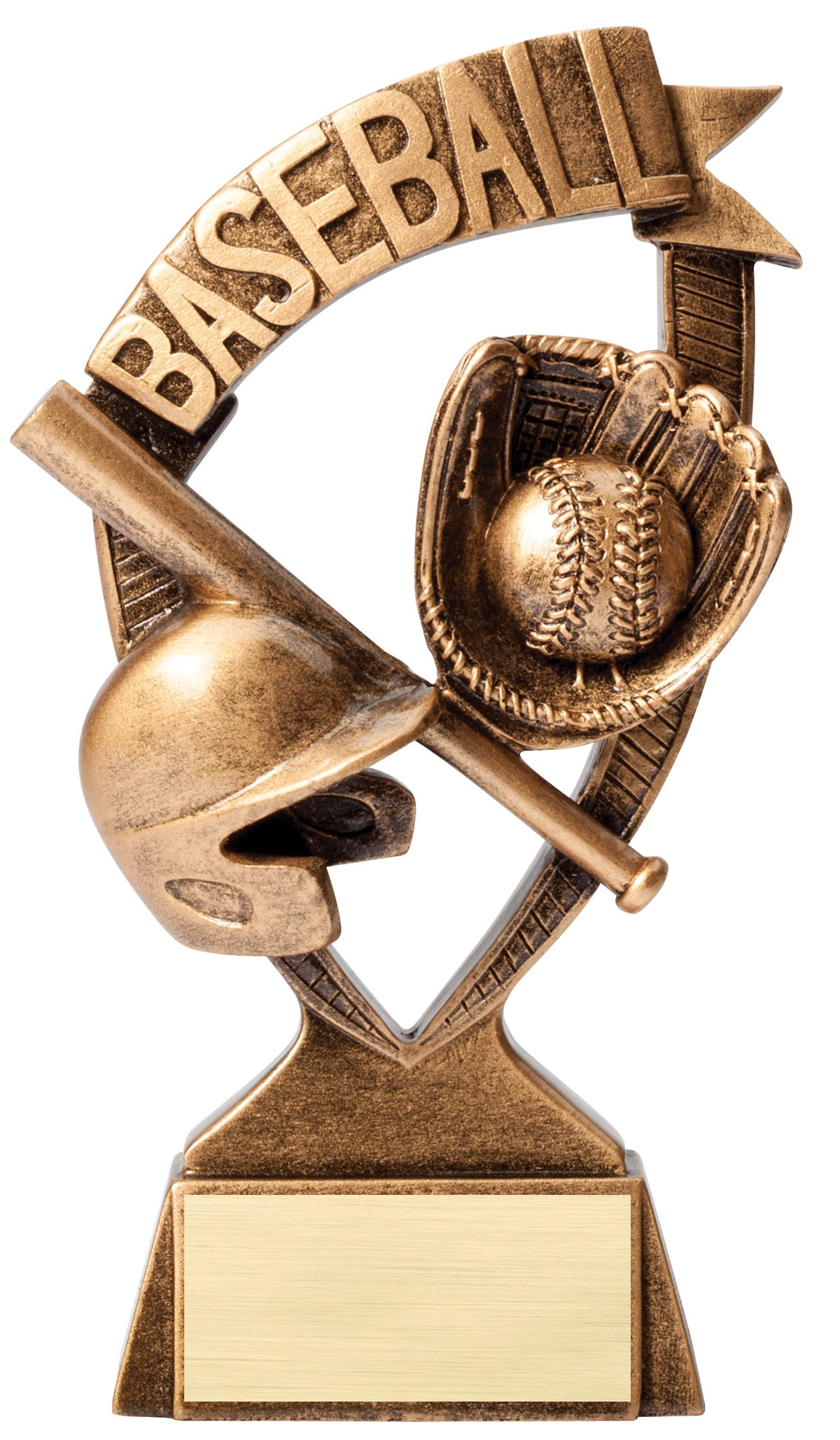 Banner Baseball Award – 6 in. with engraving plate, Townline Trophy & Design